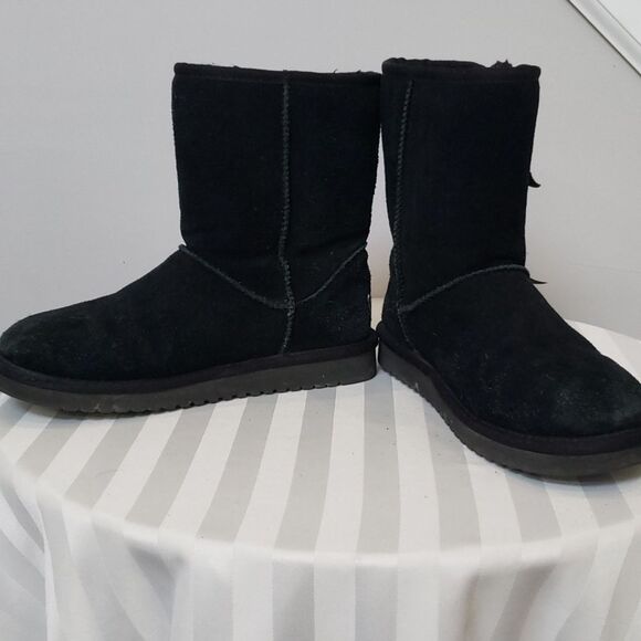 Koolaburra by UGG Boot Womens sz 7 Attie Black Double Side Bow Suede Sherpa Shoe - Picture 5 of 5